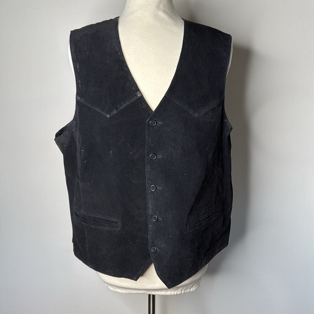 Vintage Black Suede Western Permit Platinum Vest